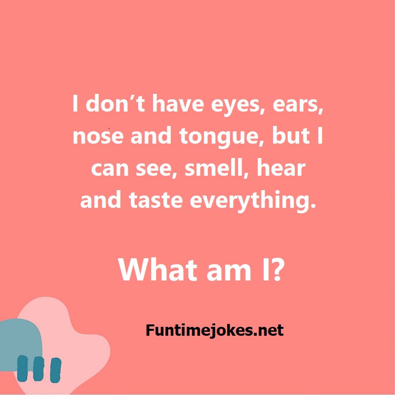 I dont have eyes, ears, nose and tongue, but I can see, smell, hear and taste everything. What am I?