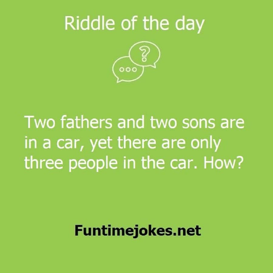 two fathers and two sons are in a car answer
