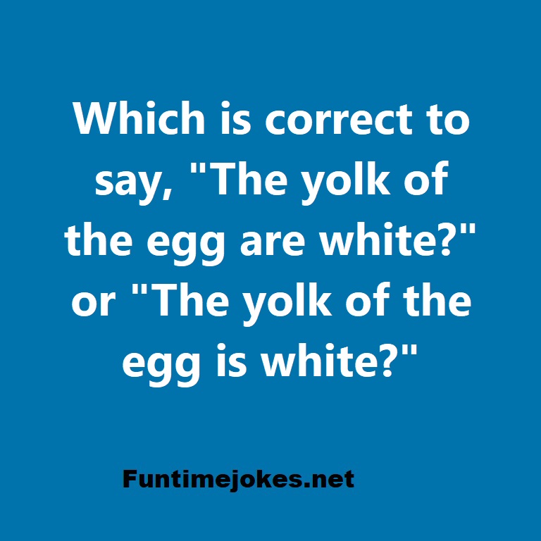 Which is correct to say, The yolk of the egg are white or The yolk of the egg is white?